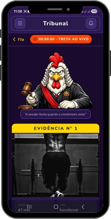 Tela de tribunal para avaliar treinos duvidosos